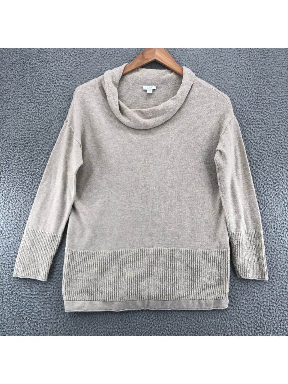 J Jill Sweater Womens Small Pure Ivory Cotton Wool Blend Cowl Neck Tunic Stretch